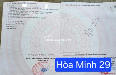 Bán đất đường HÒA MINH 29 - trục thông HỒ TÙNG MẬU
